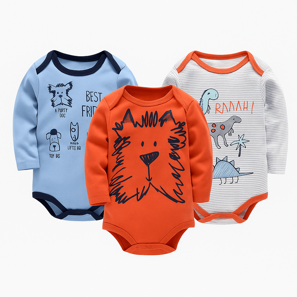 Kit Com 3 Bodies Bebê Menino